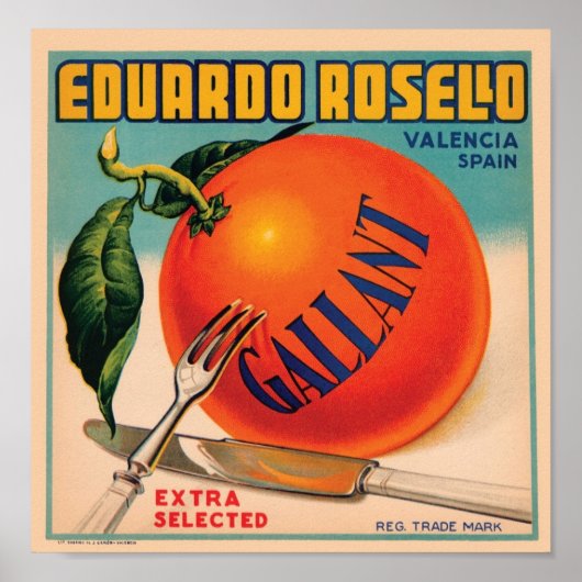Eduardo Rosello Valencia Spanien Vintages Kratenla Poster (Vorne)