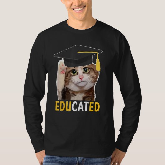 Educated Cat Graduation Cap Senior Funny Graduatio T-Shirt (Vorderseite)