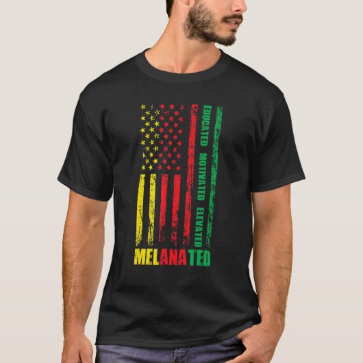 Educated Motivated Elevated Melanated US Flag For T-Shirt (Vorderseite)