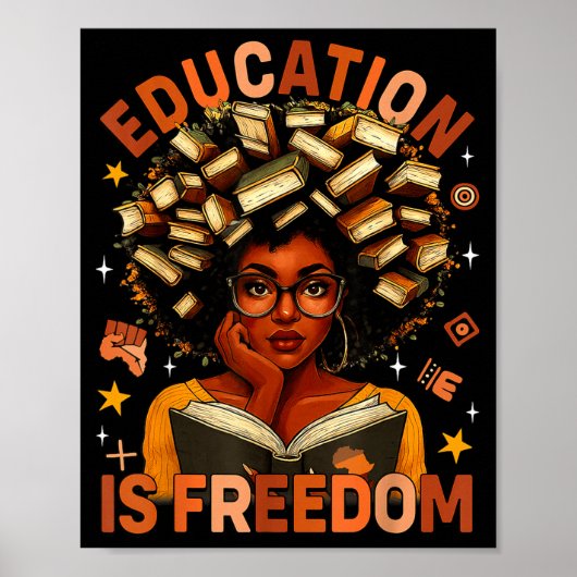 Education Is Dom Black Teacher Books Black History Poster (Vorne)