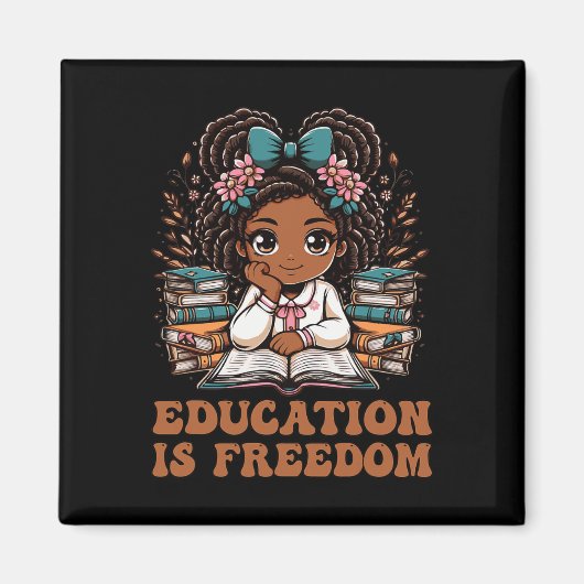 Education Is Freedom Book Reader Black History Mon Magnet (Vorne)