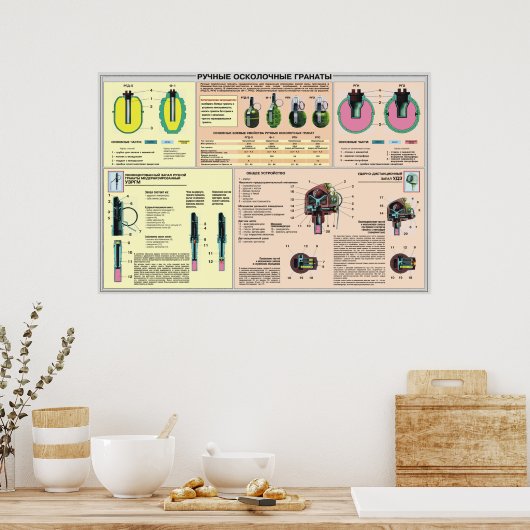 educational posters - hand grenade Soviet Union Poster (Küche)