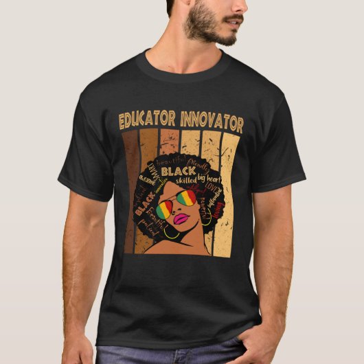 Educator Innovator Afro African American Black His T-Shirt (Vorderseite)