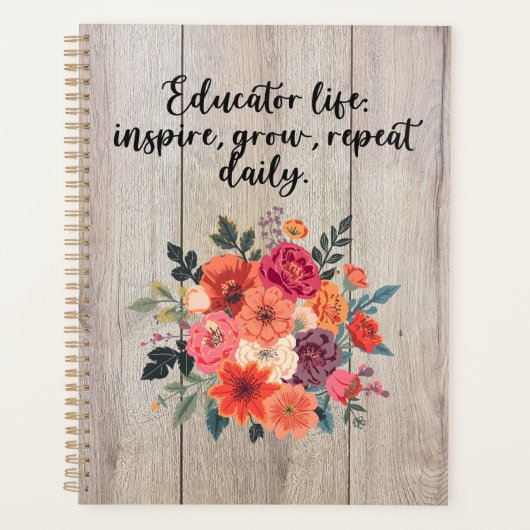 Educator Life Inspire Grow Repeat Daily Design Planer (Vorderseite)