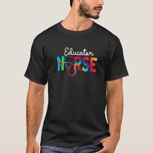 Educator Nurse Squad Watercol Liebe Stethoscope RN T-Shirt (Vorderseite)