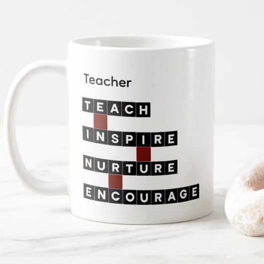 Educator Teacher Word Tile Black Custom Text Kaffeetasse