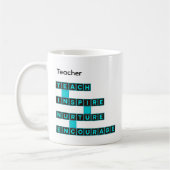 Educator Teacher Word Tile Teal Custom Text Kaffeetasse (Links)