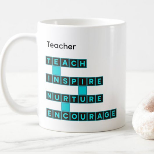 Educator Teacher Word Tile Teal Custom Text Kaffeetasse