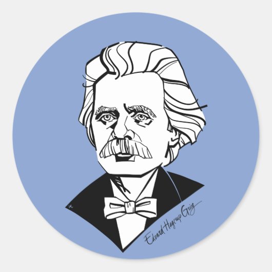 Edvard Grieg Runder Aufkleber (Vorderseite)