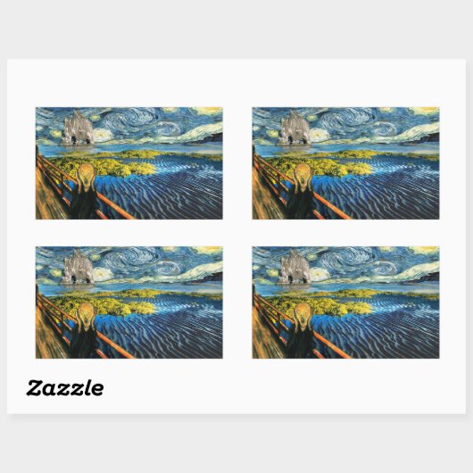 Edvard Meets Vincent Rechteckiger Aufkleber (Blatt)