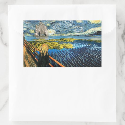 Edvard Meets Vincent Rechteckiger Aufkleber (Tasche)