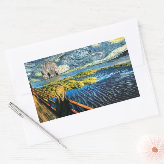 Edvard Meets Vincent Rechteckiger Aufkleber (Umschlag)