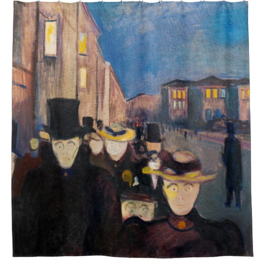 Edvard Munch - Abend auf der Karl Johan Street Duschvorhang (Vorderseite)