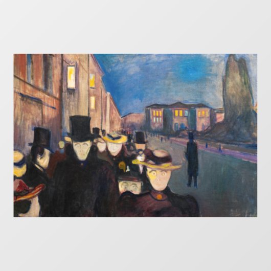 Edvard Munch - Abend auf der Karl Johan Street Fensteraufkleber (Blatt)