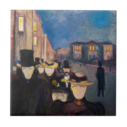 Edvard Munch - Abend auf der Karl Johan Street Fliese (Vorderseite)