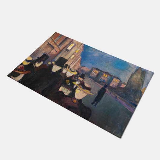 Edvard Munch - Abend auf der Karl Johan Street Fußmatte (Schrägansicht)