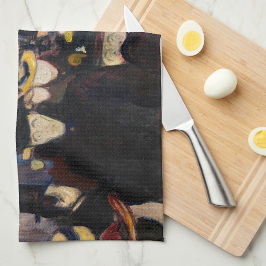 Edvard Munch - Abend auf der Karl Johan Street Geschirrtuch (Viertel Falte)