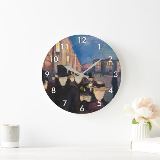 Edvard Munch - Abend auf der Karl Johan Street Große Wanduhr (Zuhause)