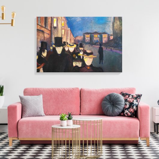 Edvard Munch - Abend auf der Karl Johan Street Leinwanddruck (Insitu (Wohnzimmer))