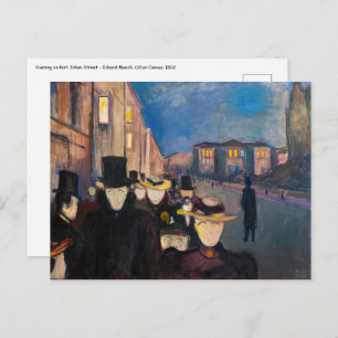 Edvard Munch - Abend auf der Karl Johan Street Postkarte