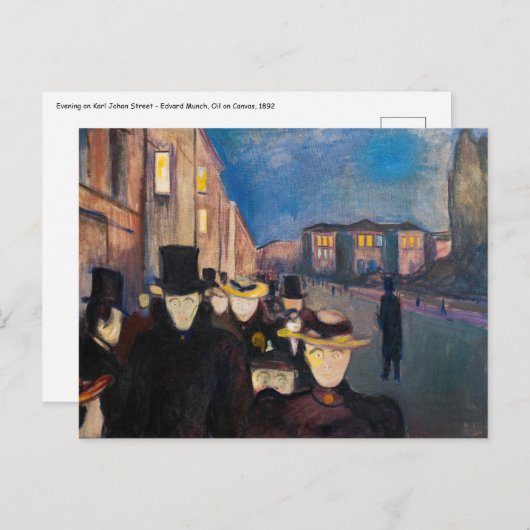 Edvard Munch - Abend auf der Karl Johan Street Postkarte (Vorne/Hinten)
