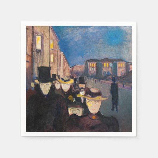 Edvard Munch - Abend auf der Karl Johan Street Serviette (Vorderseite)