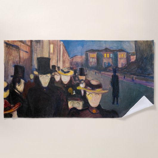 Edvard Munch - Abend auf der Karl Johan Street Strandtuch (Vorderseite)