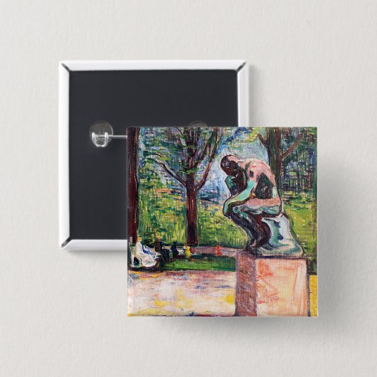Edvard Munch - Der Denker von Rodin Button (Vorne & Hinten)