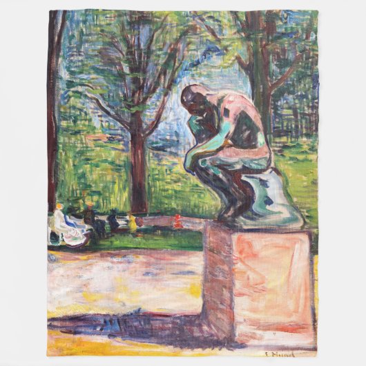 Edvard Munch - Der Denker von Rodin Fleecedecke (Vorderseite)