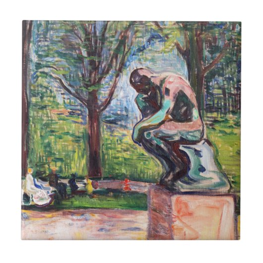 Edvard Munch - Der Denker von Rodin Fliese (Vorderseite)