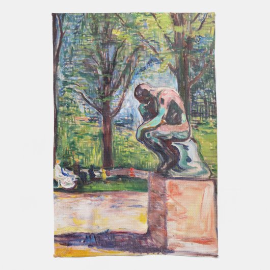 Edvard Munch - Der Denker von Rodin Geschirrtuch (Vertikal)