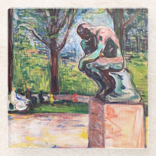 Edvard Munch - Der Denker von Rodin Glasuntersetzer (Vorderseite)