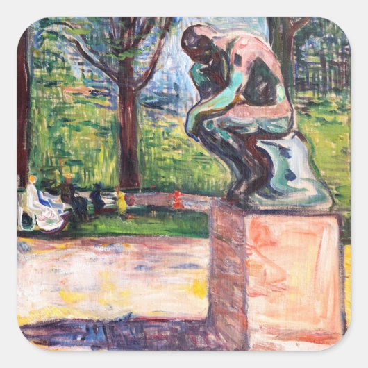 Edvard Munch - Der Denker von Rodin Quadratischer Aufkleber (Vorderseite)