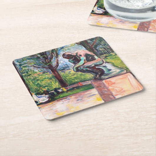 Edvard Munch - Der Denker von Rodin Rechteckiger Pappuntersetzer (angewinkelt)