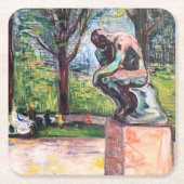 Edvard Munch - Der Denker von Rodin Rechteckiger Pappuntersetzer (Vorderseite)