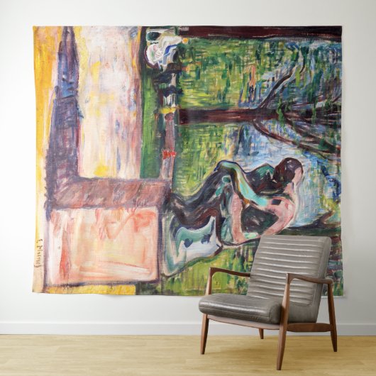 Edvard Munch - Der Denker von Rodin Wandteppich (Beispiel (Horizontal))