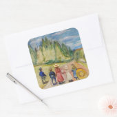 Edvard Munch - Der Märchenwald Quadratischer Aufkleber (Umschlag)