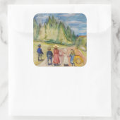 Edvard Munch - Der Märchenwald Quadratischer Aufkleber (Tasche)