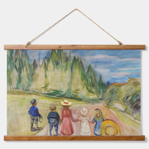 Edvard Munch - Der Märchenwald Wandteppich Mit Holzrahmen