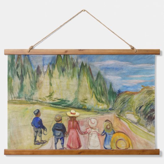 Edvard Munch - Der Märchenwald Wandteppich Mit Holzrahmen (Vorne)