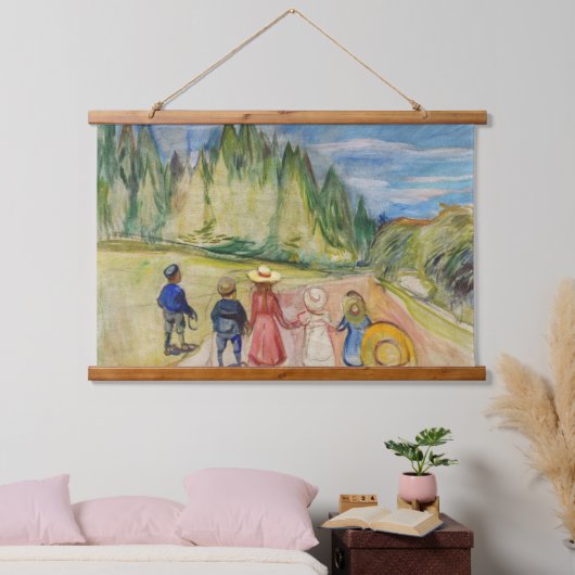 Edvard Munch - Der Märchenwald Wandteppich Mit Holzrahmen (Schlafzimmer)