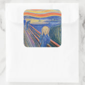 Edvard Munch - Der Schrei 1895 Quadratischer Aufkleber (Tasche)