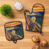 Edvard Munch - Der Schrei 1910 Ofenhandschuh & Topflappen-Set (Oben Unten)
