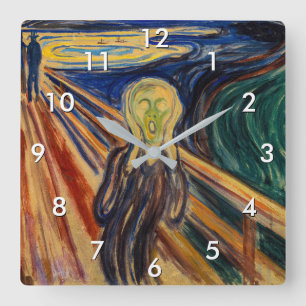Edvard Munch - Der Schrei 1910 Quadratische Wanduhr