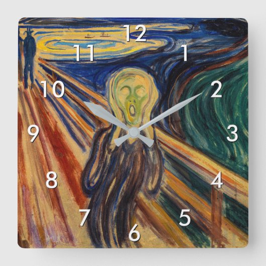 Edvard Munch - Der Schrei 1910 Quadratische Wanduhr (Vorderseite)