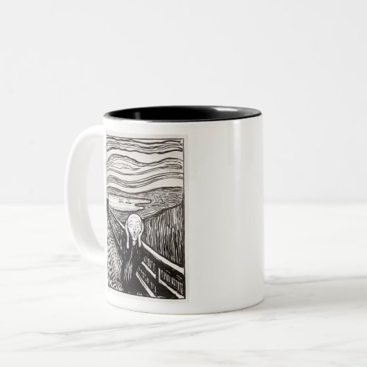 Edvard Munch der Scream Lithograph Print berühmt Zweifarbige Tasse (Vorderseite Links)