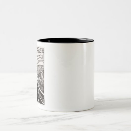 Edvard Munch der Scream Lithograph Print berühmt Zweifarbige Tasse (Mittel)