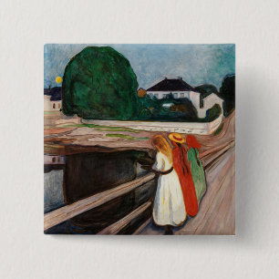 Edvard Munch - Die Mädchen auf der Brücke Button