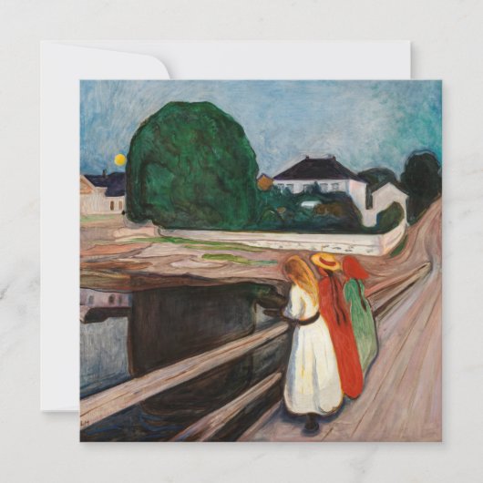 Edvard Munch - Die Mädchen auf der Brücke Dankeskarte (Vorderseite)