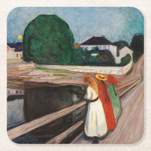 Edvard Munch - Die Mädchen auf der Brücke Rechteckiger Pappuntersetzer